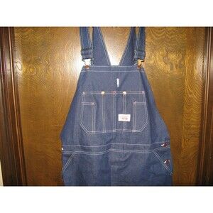 Roundhouse Men's Blue Denim Bib Overalls Blue Size 38 x 32 NICE